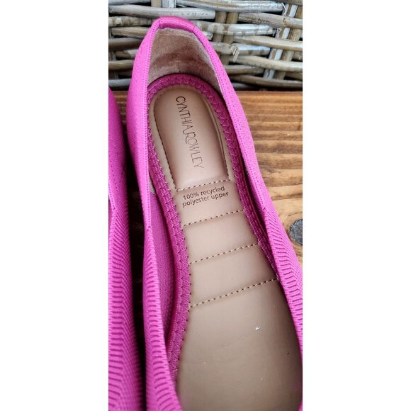 Cynthia Rowley Pink Pointed Toe Flats Shoes Recycled Fabric Size 6.5 - Picture 3 of 13
